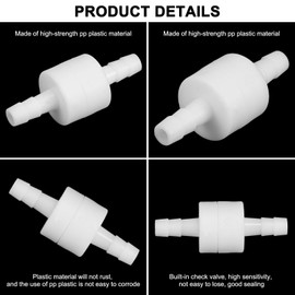 M METERXITY 2-Pack One Way Check Valve, 1/4" Barb Hose Non Return Plastic Pressure Ozone Resistance Air Valve for Fuel/Oil/Water/Air/Gas 1.91" [White]