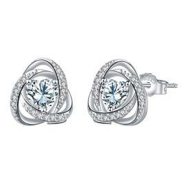 Micory Heart Earrings for Women 925 Sterling Silver Stud Earrings Gift for Women Jewellery Valentine's Day Mother's Day Birthday Wedding Anniversary, Sterling Silver, Cubic Zirconia