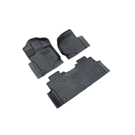 Floor Liner Set - Front and Rear - All Weather Mats Compatible with Ford F-150 2015, 2016, 2017, 2018 2019, 2020 Super Crew Cab - Rubber Deep Dish Floor Mat Set
