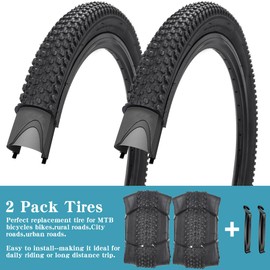 2 Pack 18"x2.125" Bike Tires with 2 Levers Replacement Bicycle Tires for Mountain Trail Road City Park Pavement Surface (18x2.125-2 Tires 2 Levers)