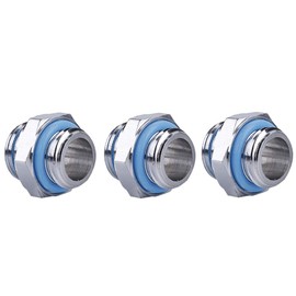 ASHATA 3pcs G1 / 4 Thread PC Water Cooling, 3 Pieces Brass Hex G1 / 4 Thread Computer Fitting Connector Adapter Kit for PC Water Cooling Silver
