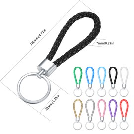 pzihao Pack of 10 Key Fob Leather Strap Lanyard Leather Braided Key Ring Car Key Ring Pendant Multicoloured, colour