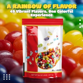 Jelly Bellies Jelly Beans Assorted, 49 Flavors, 4 Pounds Bulk Bag, jellybeans candy Kosher Certified, with Mini Scooply Scoop