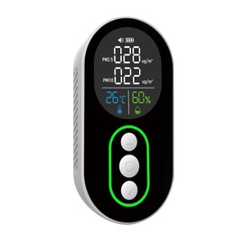 VETOUCH Pm2.5 Detector Portable PM2.5 / PM10 Detector, Temperature and Humidity Monitoring, Sound and Light Alarm, Color VA Screen, Type-C Charging, Pendant Hole + Magnetic Suction Cup Double Fixation