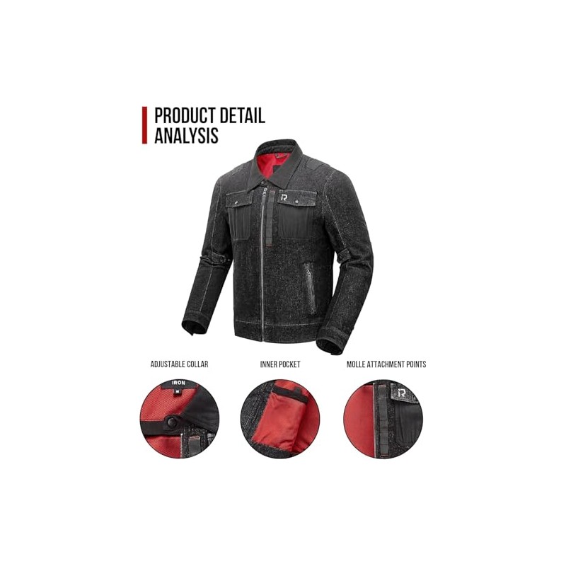 BORLENI Motorcycle Jacket Men's Motorcycle Denim Jacket with Protectors Breathable