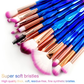 Unicorn Make Up Brush Set with Blending Brush Eyebrow Brush Eye Shadow Brush Blusher Brush Concealer Brush Lip Brush 20 Items