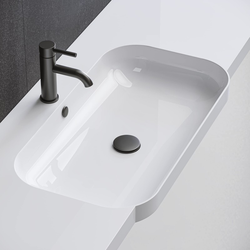 HEATGENE Bathroom Sink Drain Matte Black, Pop Up Drain Stopper