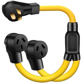 LAZMUMI NEMA 50 AMP 10-50P to 2 Outlet 10-50R Y Splitter Adapter Cord, 3 Prong 6 AWG 250V Oven Splitter Power Extension Cord Non-grounding, for Electric Range Oven Stove EV Charger Power Cord, 3 Feet