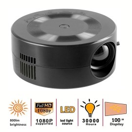 Mini LED Projector 1080p Built in Speaker Portable Small Home Projector j6y5