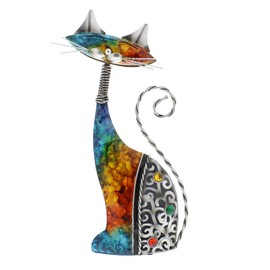 Juliana Natural World Hand Painted Metal Cat Statue 33cm