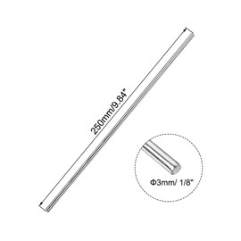 uxcell 3mm x 250mm 304 Stainless Steel Solid Round Rod for DIY Craft - 5pcs