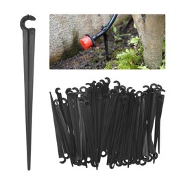 M METERXITY 100-Pack Irrigation Drip Support Stakes, 110x10mm for 1/4 Inch Drip Tubing Plastic Drip Hose Stakes for Irrigation/Greenhouse, Securing Pegs Pipe Hose Holder