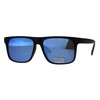 Retro Unisex Sunglasses Simple Matte Black Rectangular Frame Blue Mirrored