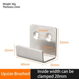 20mm Ceramic Tile Display Hooks Stainless Steel Flat J Hooks Wall Mount Hook Brackets Wall Hooks for Home Kitchen Bathroom Garage, Pack of 4