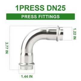 TAISHER 10PCS 304 Stainless Steel Press Fittings,1" Press Slip 90 Degree Elbow,No Pipe Tube Stop 90 Degree Elbows,Propress Pressure Fitting,Residential,Commercial Plumbing