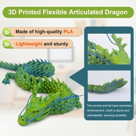 Suoyouman 24 Inch 3D Printed Flexible Articulated Dragon - Reinforced Unbreakable Fidget Toy for Autism/ADHD, Home Office Decor, Executive Desk Toy (Green)