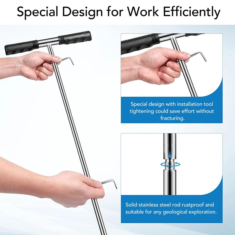 Soil Probe Rod, 17-32-48 Inch Stainless Steel Septic Tank Locator