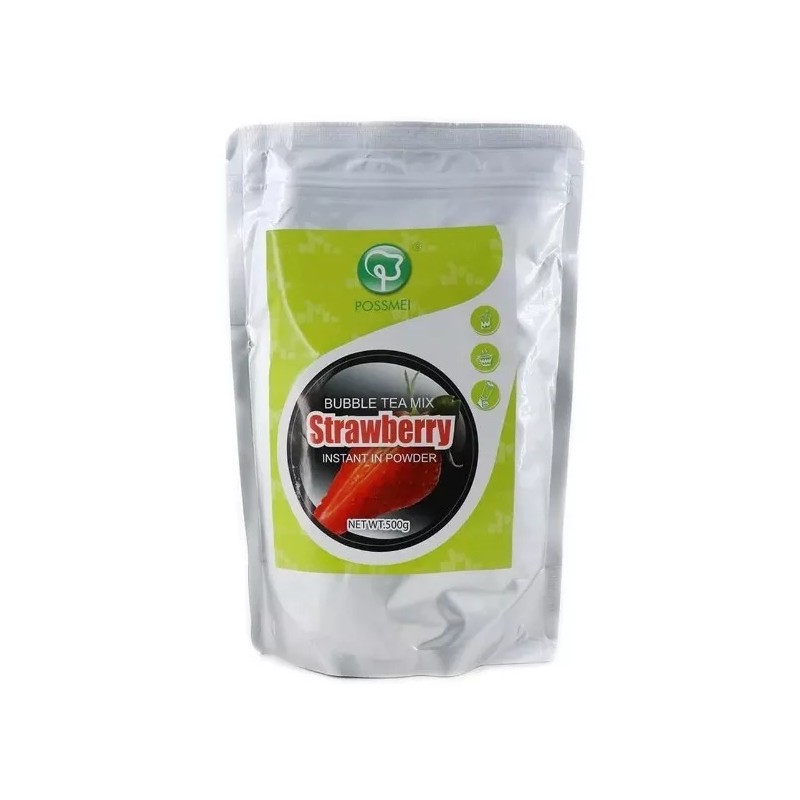 POSSMEI Bubble tea mix Strawberry Instant powder 500gW/ Black Bubble