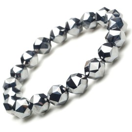OVER-9 Terahertz Ore Bracelet, Star Cut, 0.4 inch (10 mm), Tested by Public Institutions! Men's and Women's Power Stone, Natural Stone, Far Infrared, Genuine Guaranteed, Gemstone, Health, Beauty, Arm,