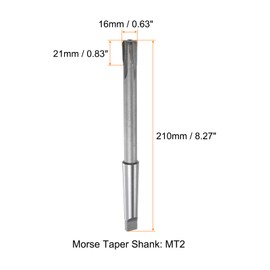 sourcing map Clamping Reamer 16 mm H7 Carbide Tip MT2 Morse Taper Shank Straight Flutes Lathe Cutter