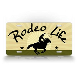 Rodeo Life Cowboy Roping License Plate Horse & Rider Auto Tag
