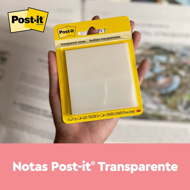 Post-it Transparent Notes, 2.88" x 2.88", 36 Sheets/Pad