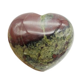 Ladeukoi Ladeukoi Natural Dragon Bloodstone Puffy Heart Pocket Palm Stone, Healing Crystal Romantic Love Energy Worry Stones Chakra Balancing Reiki Meditation 1.7 Inches (45mm)