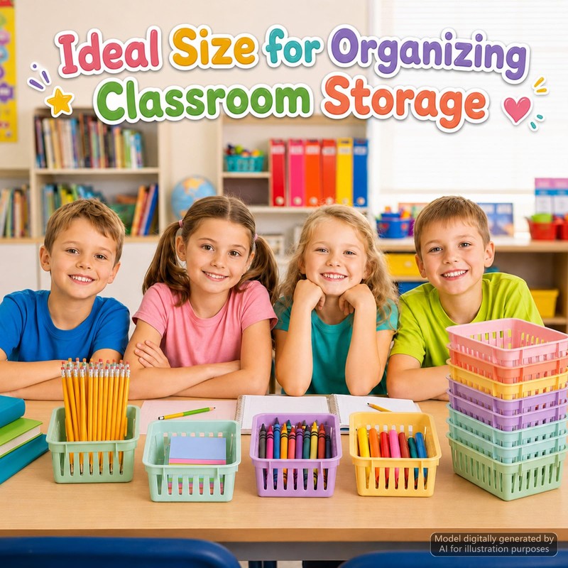 gisgfim 12 Pack Small Plastic Baskets for Organizing Classroom Storage