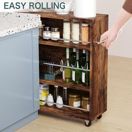 ALBAD Slim Rolling Cart,4-Tier Storage Cart with Wheels,7.9”W Slim Storage Carts with Handle for Kitchen Laundry Narrow Places Bathroom Dining Room Small Spaces