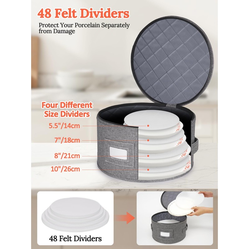 Cirhy Hard Shell Plate Storage Containers 4-Piece Set - Reinforced