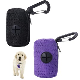 NHQZ Pack of 2 waste bag dispensers, dog waste bag dispenser, waste bag holder, dog bag dispenser, waste bag dispenser for dogs, B, multicoloured