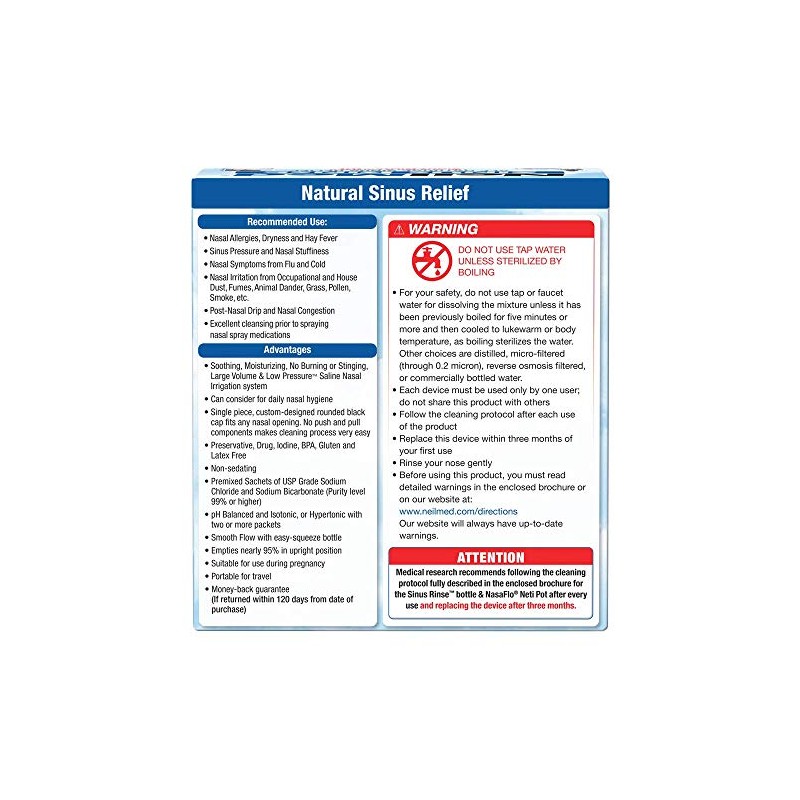 Sinus Rinse de NeilMed, 50 sobres previamente mezclados, 100, 1,