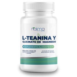 NAIMA L-Teanina + Glicinato de Magnesio, 100 Cápsulas | 200mg L-Teanina y Magnesio de Alta Absorción | Fórmula Potente Sin Rellenos | Concentración, Relajación y Bienestar