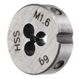 TA-VIGOR 1 x M1,6 x 0,35 metrische verstellbare Gewindeschneider, Hochgeschwindigkeitsstahl, Rechtshänder, runde Schneideisen zur Bearbeitung, Korrektur oder Reinigung von Außengewinden (Metall