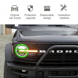 POETRYXIAO Bronco Headlight Guard Cover for 2021-2023 Ford Bronco,Headlight Lamp Trim Protector for Bronco Accessories (Army Green)