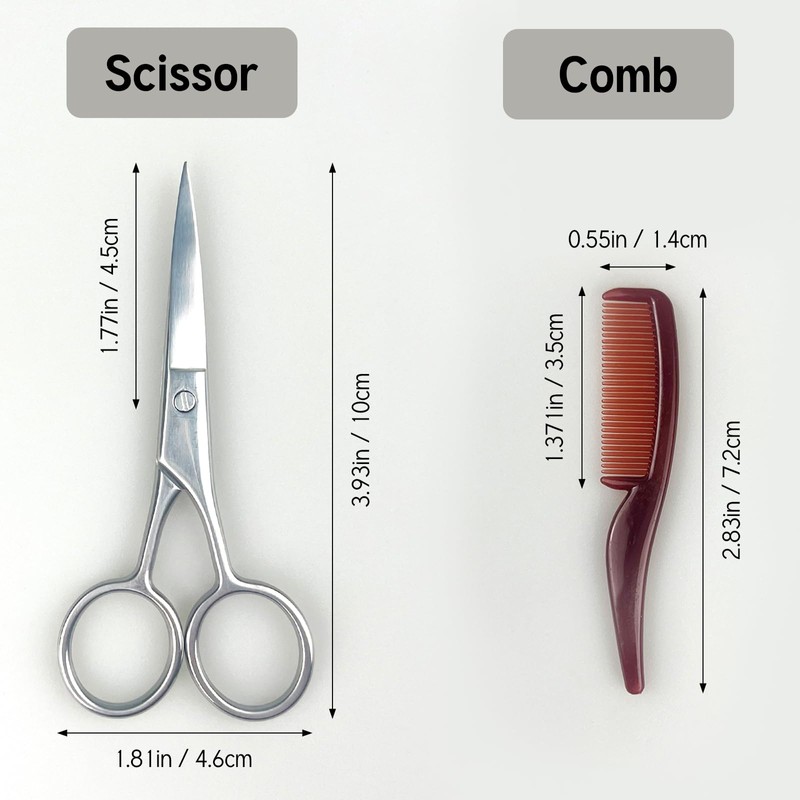 Mustache Grooming Set - Precision Mustache Scissors and Comb Kit