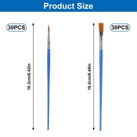 60-Piece Small Artist Brush Set, Round Flat Small Brush Set, Small Flat Brushes, Nylon Flat Brushes for Beginners, Artists, Painting Lovers, Graffiti Drawing, Blue