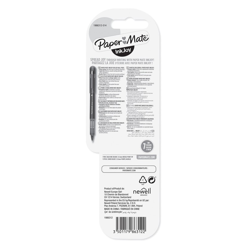 Paper Mate "InkJoy" Rollerball Needle Point Pen - Blue