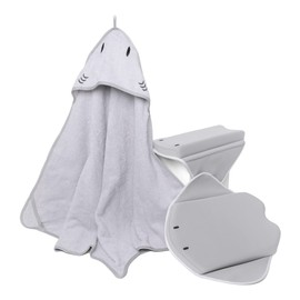Ubbi Stingray Kneeler, Elbow Rest & Hooded Towel Bundle, Baby and Toddler Bath Time Must Haves for Parents and Baby, Gray