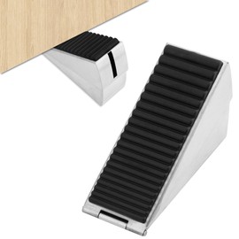 FACAICAI Door Stopper Heavy Duty Stoppers Wedge Tall Door Stop for Bottom of Security Rubber, 3 Inch High Adjustable Spring Loaded Spring, Wedge Stopper Suits Any Heavy Door (Black)