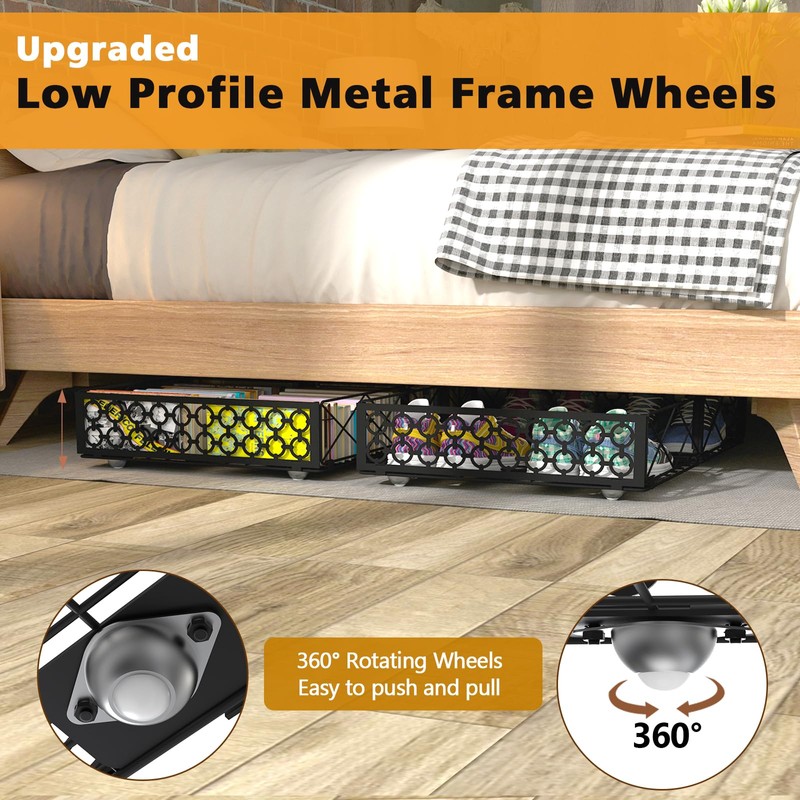 NADAMOO Large Under Bed Storage with Wheels, Low Profile Rolling