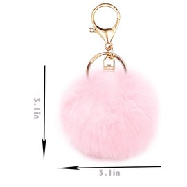jtkdxqs Pom Pom Keychain Soft Artificial Rabbit Fur Plush Fluffy Ball Key Ring for Women,light pink