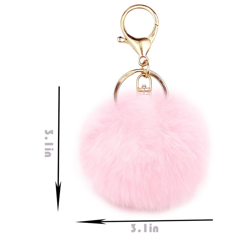 jtkdxqs Pom Pom Keychain Soft Artificial Rabbit Fur Plush Fluffy