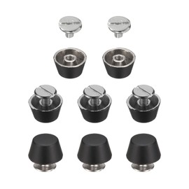 sourcing map 8set Flat Head Stud Spike 12mm Metal Purse Feet Handbag Nail Head Stud Flat Buckle Button Cap Cone Rivets Bucket Spike Tool Set for DIY Leather Craft, Matt Black