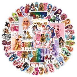 60 Pcs Rainbow High Stickers, Cute Cartoon Aesthetics Vinyl Waterproof Decals for Kids Teens Adults for Helmet Laptop Water Bottles Scrapbook Journal Gifts for Birthday Party Supplies Decoration