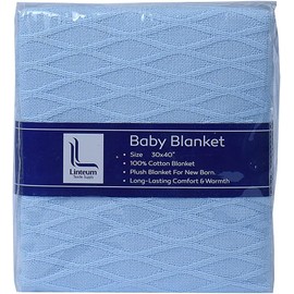 Linteum Textile (30x40 in, Blue) Toddler Baby NAP Blanket 2-Pack, Extra Soft 100% Cotton, Cozy & Warm, Perfect for Cuddling, Sleeping
