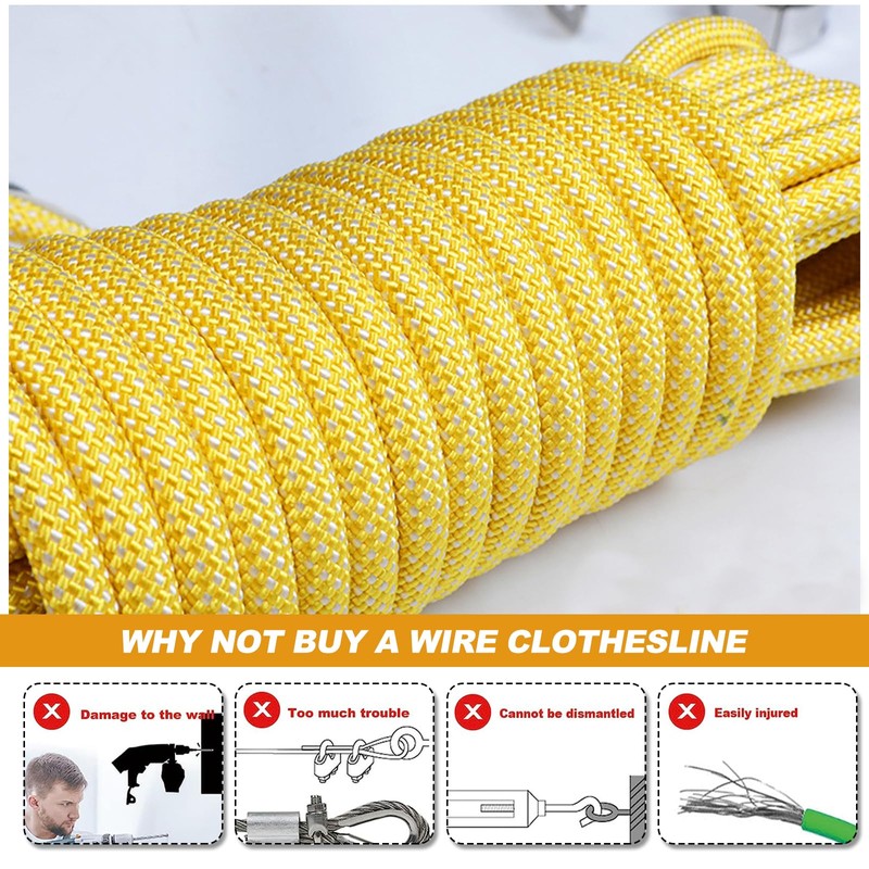 Washing Line Rope 15m Polyester Rope 8mm Clothes Line Multipurpose