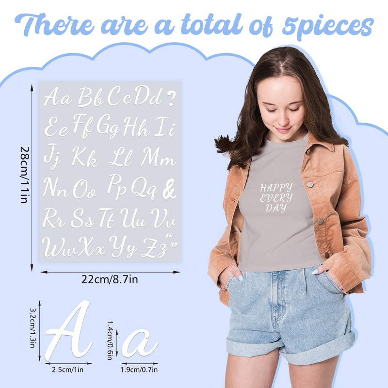 5 Sheets 280 Pieces Iron On Letters for Clothing, 1