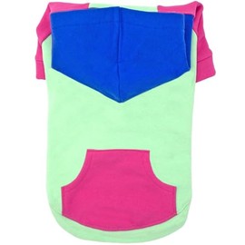 Color-Block Dog Hoodie - Pink on Mint (Medium)