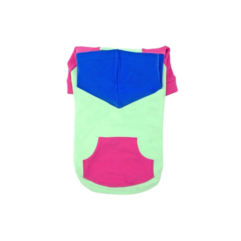 Color-Block Dog Hoodie - Pink on Mint (Medium)